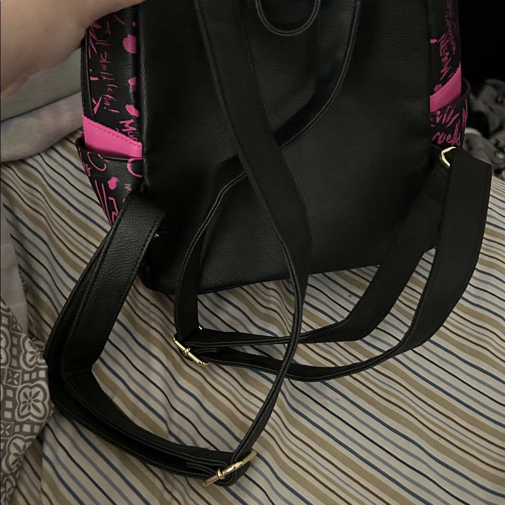 Loungefly Cruella Black and Pink Graffiti Backpack - Picture 3 of 4